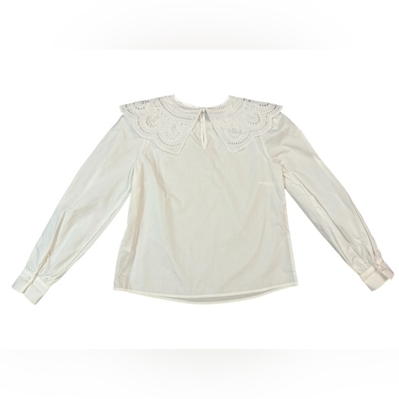 B.YOUNG Jussi Shirt with Embroidered Peter Pan Collar - Bright White Size 6 - Picture 9 of 14